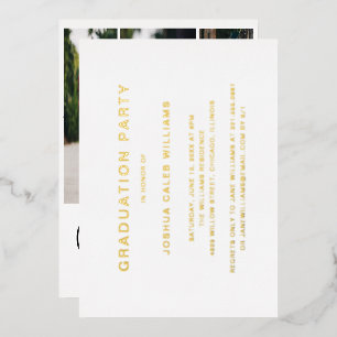 Invitation En Aluminium Photo Collage Minimaliste Graduation Party Gold