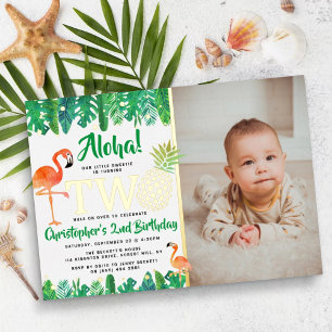 Invitation En Aluminium Photo d'anniversaire de 2 ans pour garçon avec thè