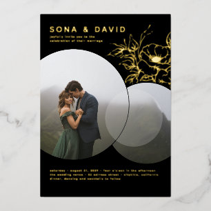 Invitation En Aluminium Photo de mariage floral minimaliste moderne