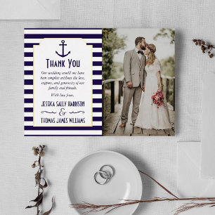 Invitation En Aluminium Photo du Mariage d'Ancre de la marine nautique et 