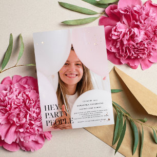 Invitation En Aluminium Photo fantaisie   Grad   Rose Gold Real Foil