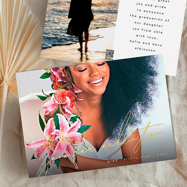 Invitation En Aluminium Photo Modèle unique Véritable Gold Graduation (Créateur téléchargé)