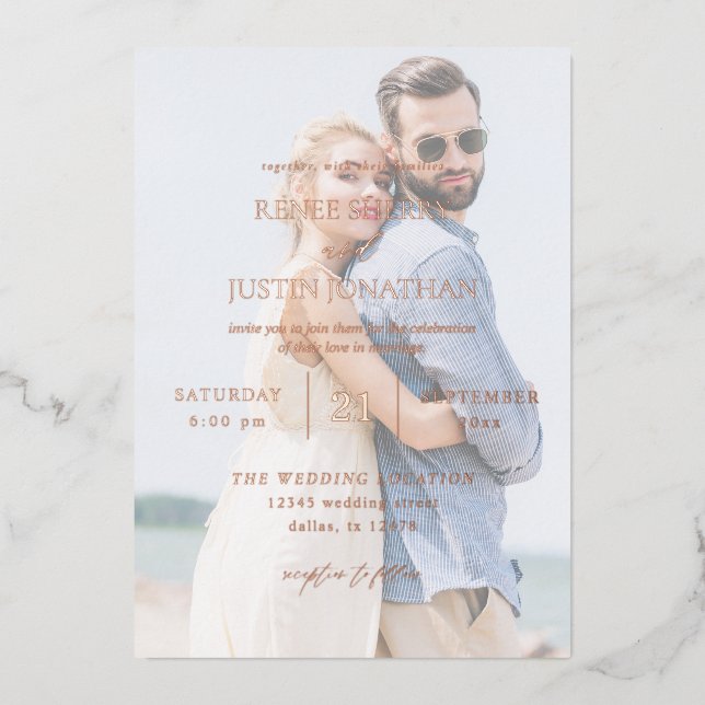 Invitation En Aluminium Photo moderne 5 Mariage vertical (Recto)