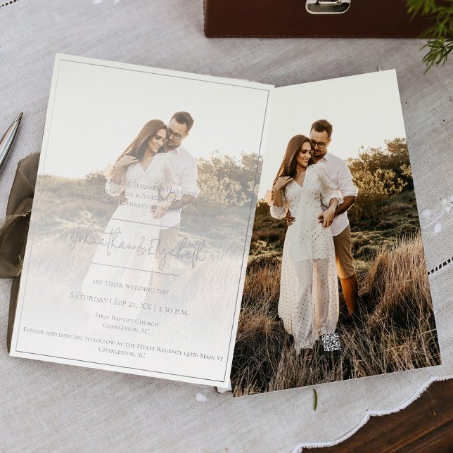 Invitation En Aluminium Photo moderne et superposition Mariage Foil Invita (Modern Photo and Overlay Foil Wedding Invitation)