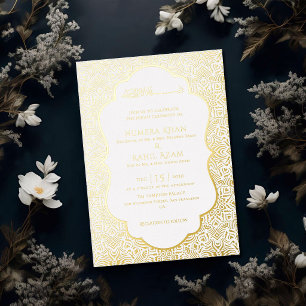 Invitation En Aluminium Pierre blanche arménienne mariage musulman or