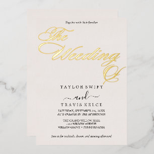 Invitation En Aluminium Pile d'or délicate Mariage noir