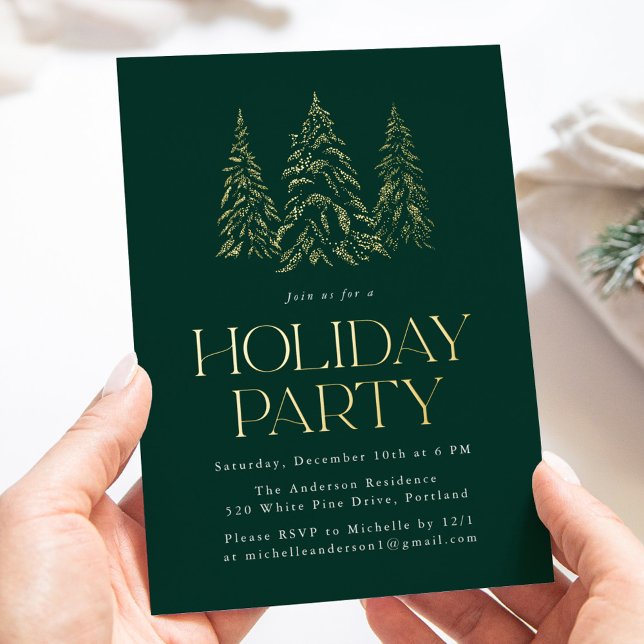 Invitation En Aluminium Pine d'hiver étincelante Green Fête de vacances (Créateur téléchargé)