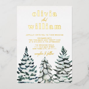 Invitation En Aluminium Pine Trees Neige hiver Noël Vacances Mariage