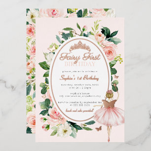 Invitation En Aluminium Pink Fairy Premier Anniversaire Rose Gold