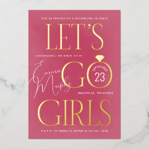 Invitation En Aluminium Pink Lets Go Girls Bachelorette Party