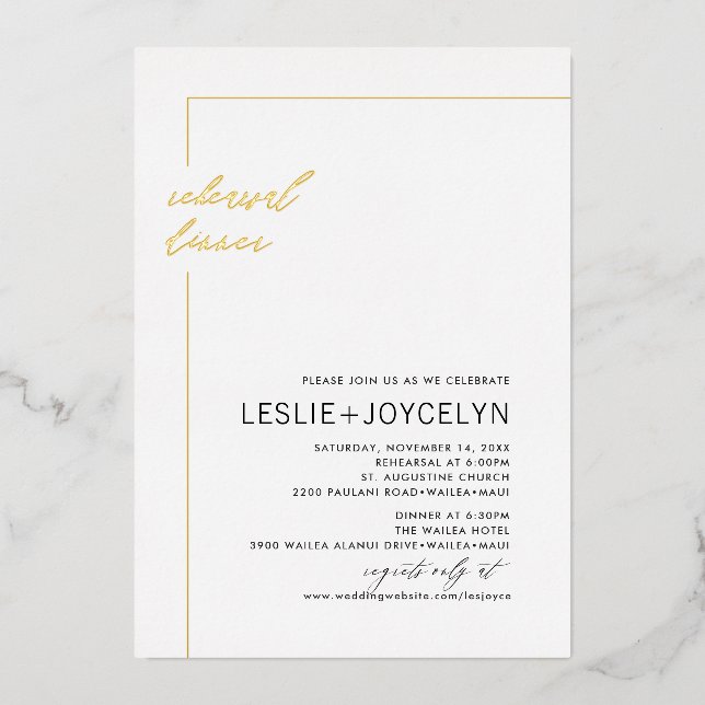 Invitation En Aluminium PixDezines Dîner De Répétition Minimal Moderne (Recto)