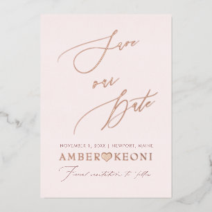 Invitation En Aluminium PixDezines Économisez notre Date Luxe Calligraphie