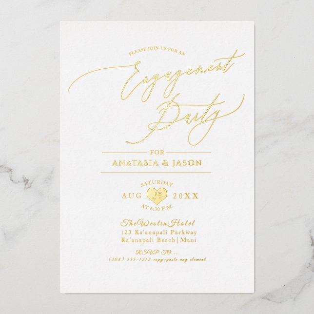 Invitation En Aluminium PixDezines Elegant Luxe Calligraphie Fiançailles F (Recto)