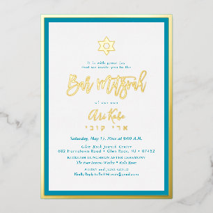 Invitation En Aluminium PixDezines Gold ModernScript Mitzvah DIYBackground