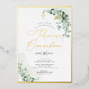 Invitation En Aluminium PixDezines H2 Rustique Eucalyptus Primeira Comunhã