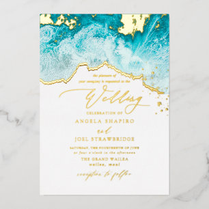 Invitation En Aluminium PixDezines Marine Waves Shoreline Beach Wedding