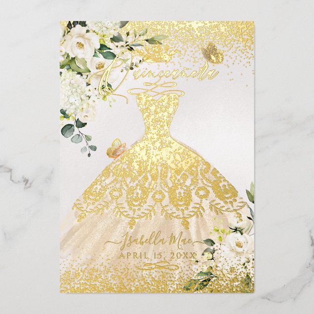 Invitation En Aluminium PixDezines Quinceanera Champagne Gold Parties scin (Recto)
