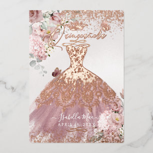 Invitation En Aluminium PixDezines Quinceanera Dusty Rose Gold Gown
