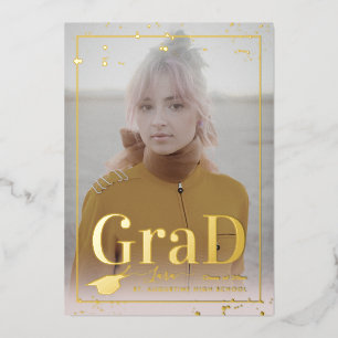 Invitation En Aluminium PixDezines Real Gold Foil Graduation