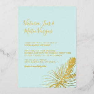 Invitation En Aluminium Plage de Mariage tropical simple à main tiré Palm