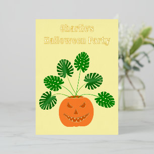 Invitation En Aluminium Plante Monstera Halloween dans une citrouille pers