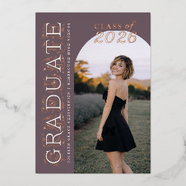 Invitation En Aluminium Plum Ivory Photo Graduation Rose Gold