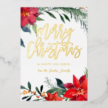 Poinsettia Fleurs Photo Pailleté Joyeux Noël 