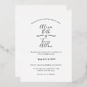 Invitation En Aluminium Police classique simple Cursive personnalisée