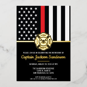Invitation En Aluminium Pompier Retraite Département des pompiers