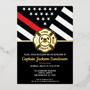Invitation En Aluminium Pompier Retraite Mince Red Line Flag Fireman