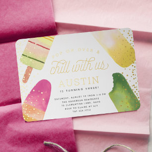 Invitation En Aluminium Pop On Over & Chat   Parti Anniversaire de enfant 