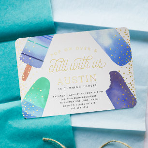 Invitation En Aluminium Pop On Over & Chill Fête d'anniversaire des enfa