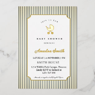 Invitation En Aluminium Poussette Rayures Moderne & Minimaliste Cadeau de