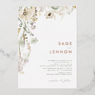 Invitation En Aluminium Prairie de fleurs sauvages fantaisiste Feuille d