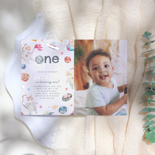 Invitation En Aluminium Premier anniversaire de Shiny One Small Step Photo