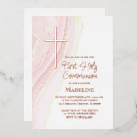 premier communion aquarelle rose pastel
