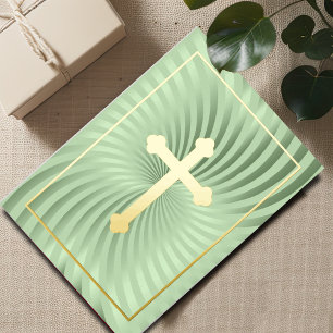 Invitation En Aluminium Première communion / Confirmation Mint Swirl Cross