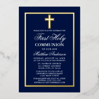 Première Sainte Communion Croix Marine Or Bleu