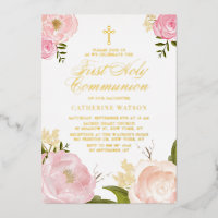 Première Sainte Communion Florale Rose Pivoine