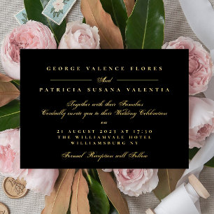 Invitation En Aluminium Premium Black Gold Calligraphie Mariage élégant