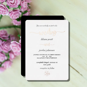 Invitation En Aluminium Premium Real Gold Elegant Monogramme blanc Foil In