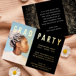 Invitation En Aluminium Pressing Gold Elegant Botanical Grad Photo Party