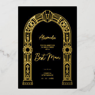 Invitation En Aluminium Proposition de témoin Art Déco Steampunk Or TLW26