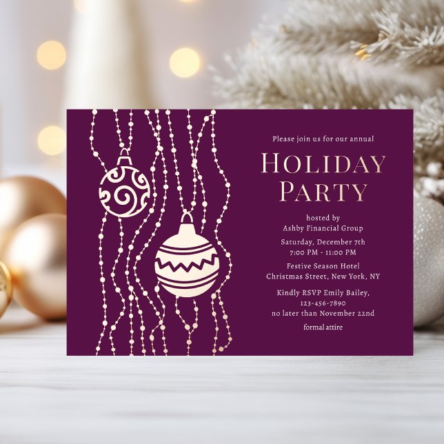 Invitation En Aluminium Purple Élégante fête de Noël Fête d'entreprise (Créateur téléchargé)