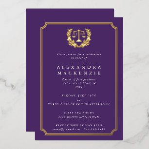 Invitation En Aluminium Purple JD Law School Graduation Party