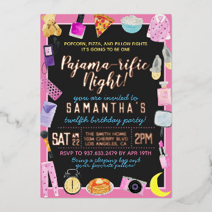 Invitation En Aluminium Pyjama Party Slumber Incroyable