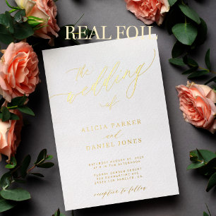 Invitation En Aluminium QR code moderne romantique élégant mariage or