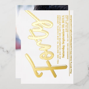 Invitation En Aluminium Quarante-40e fête d'anniversaire blanc avec écritu