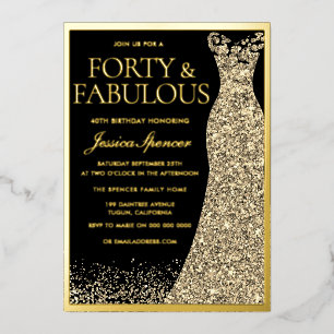 Invitation En Aluminium Quarante & Fabuleux Anniversaire 40 Ans Feuille D'