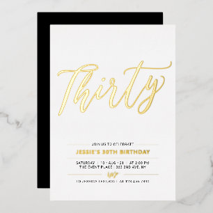 Invitation En Aluminium Quarante   Fête d'anniversaire 30 ans Moderne Or e